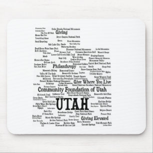UTAH Custom Word Cloud Mousepad - Schwarzer Text 