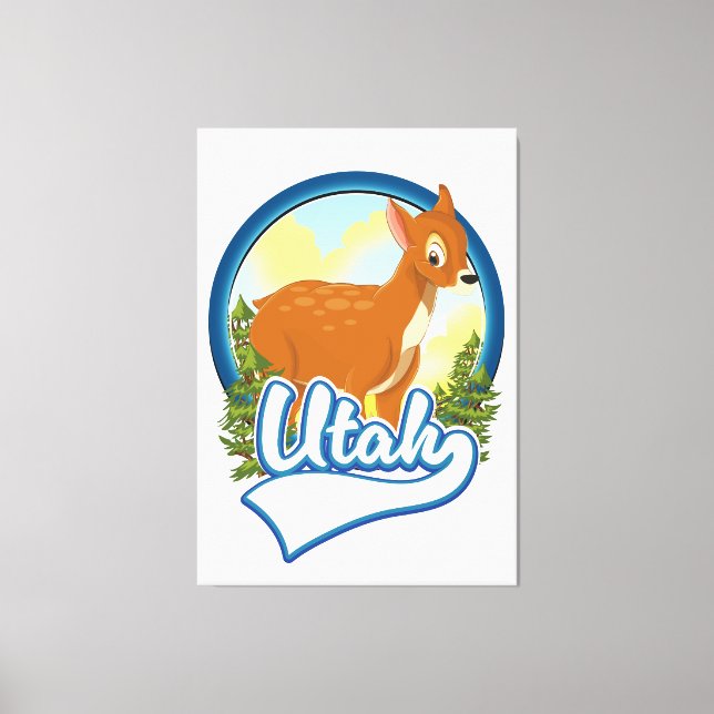 Utah Deer Travel Logo Leinwanddruck (Vorderseite)