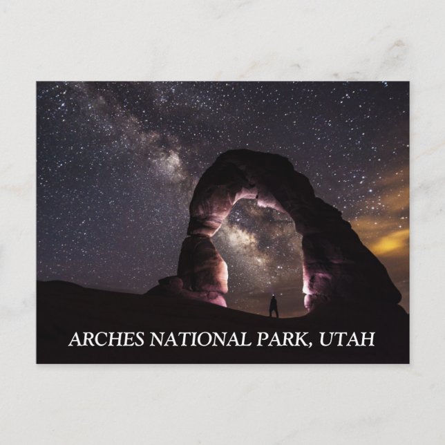 Utah Delicate Arch Nacht Sterne Milchweglandschaft Postkarte (Vorderseite)