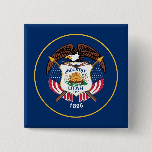 Utah: Der beehive Staat US-Flagge, Industrie Button (Vorderseite)
