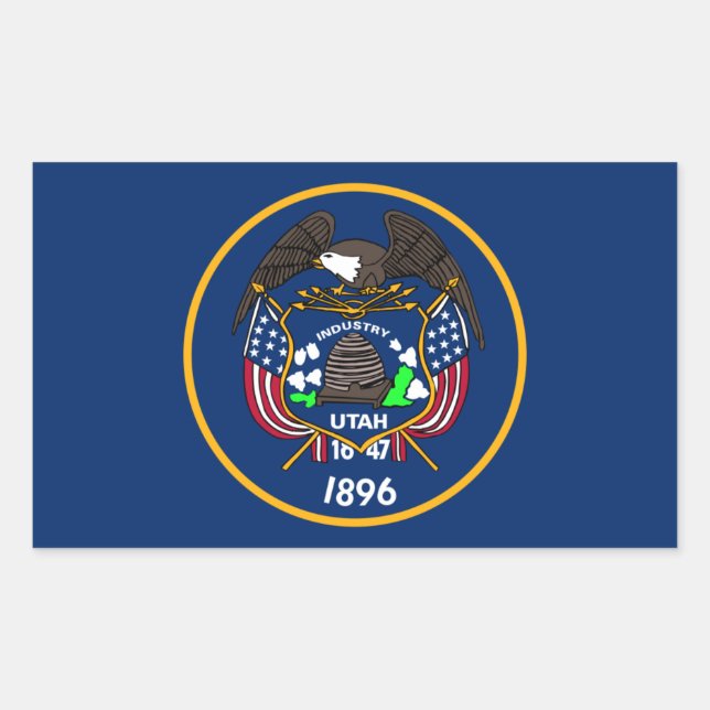 Utah: Der beehive Staat US-Flagge, Industrie Rechteckiger Aufkleber (Vorderseite)