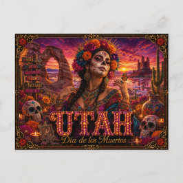 Utah Día de los Muertos Retro Postkarte