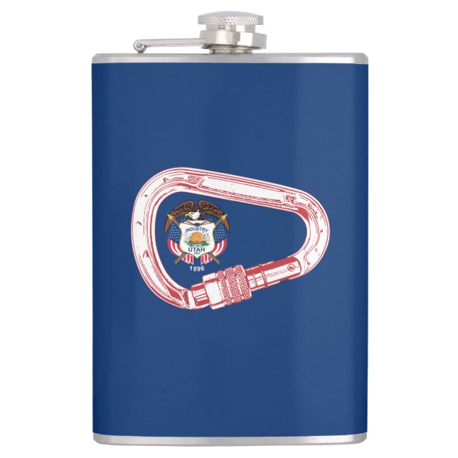 Utah Flag Klettersteig Carabiner Flachmann (Vorderseite)