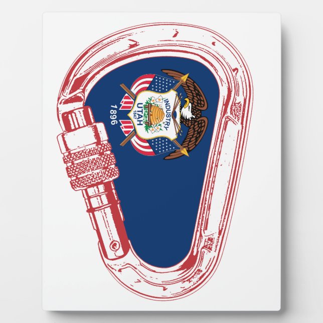 Utah Flag Klettersteig Carabiner Fotoplatte (Vorderseite)