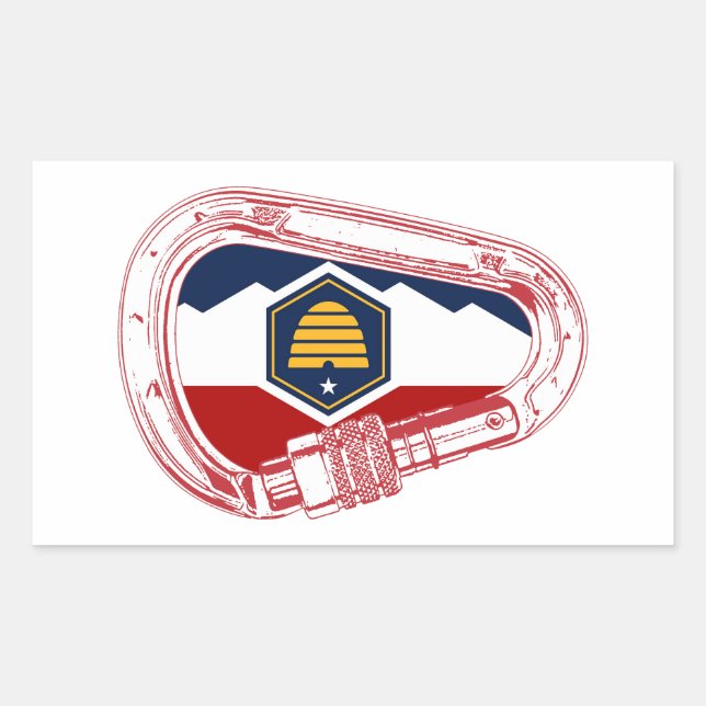 Utah Flag Rock Climbing Carabiner Rechteckiger Aufkleber (Vorderseite)
