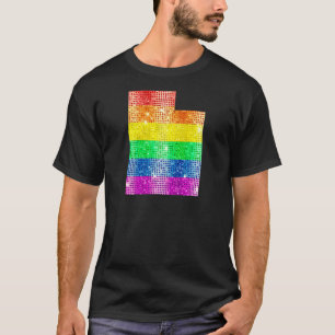 Utah Gay Staatsstolz Rainbow Flag Karte Gay Lesbia T-Shirt