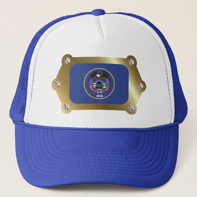 Utah gerahmt Flag Hat Truckerkappe (Vorderseite)