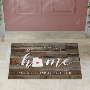 Utah Home State Personalized Wood Look Fußmatte