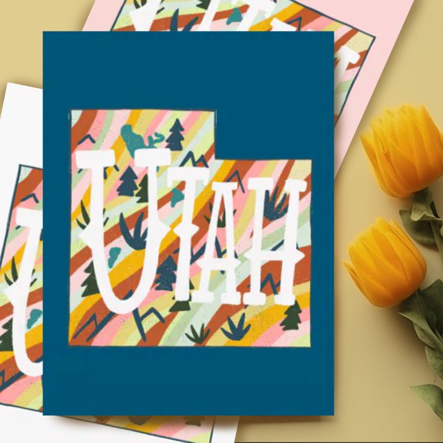 Utah Illustriert Map Postkarte (Utah illustrated map custom postcard)