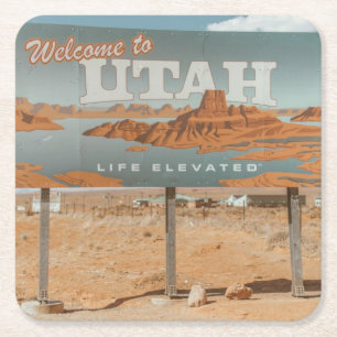 Utah Life erhöht Rechteckiger Pappuntersetzer
