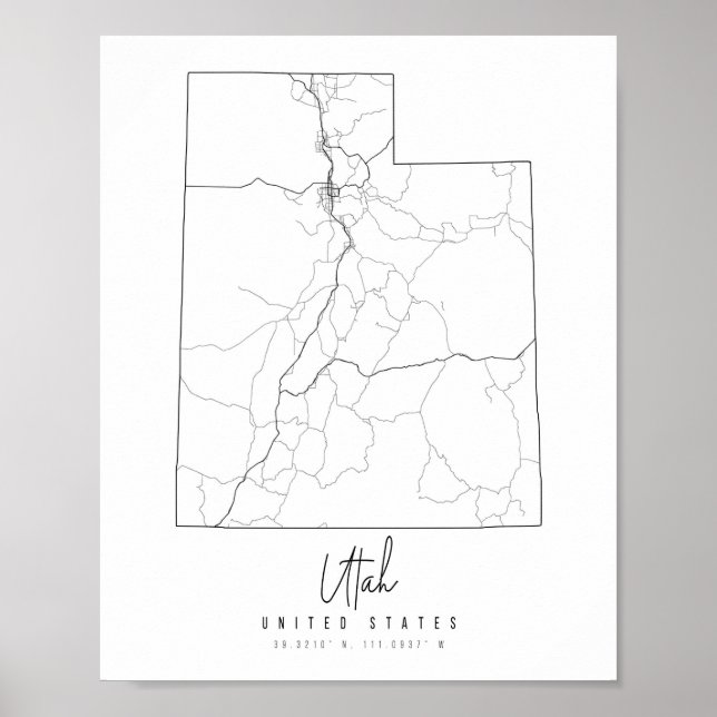 Utah Minimal Street Map Poster (Vorne)
