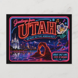 Utah Neon State Retro Vintage Postkarte