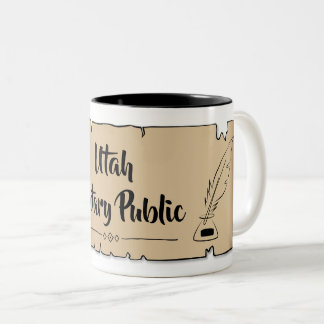 Utah Notary Public Scroll Feather Quill Zweifarbige Tasse