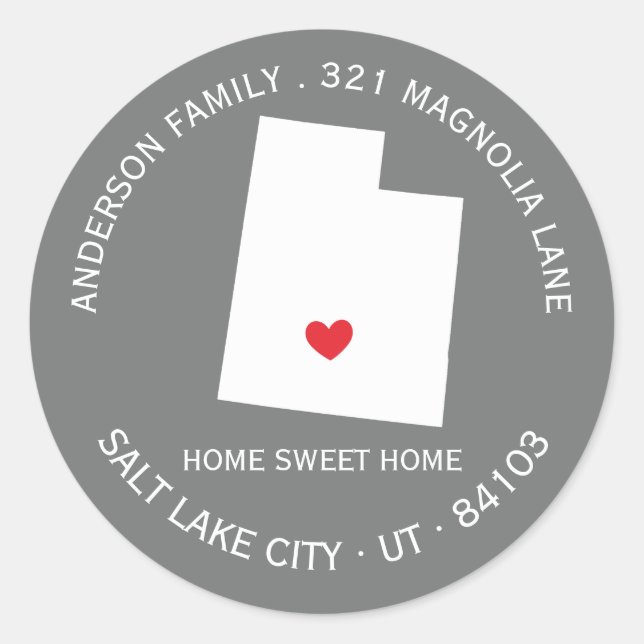UTAH | Nouveau Sticker Étiquette de adresse Home (Devant)