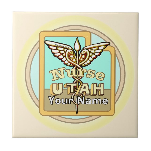 Utah Nurse Caduceus Tile Fliese (Vorderseite)