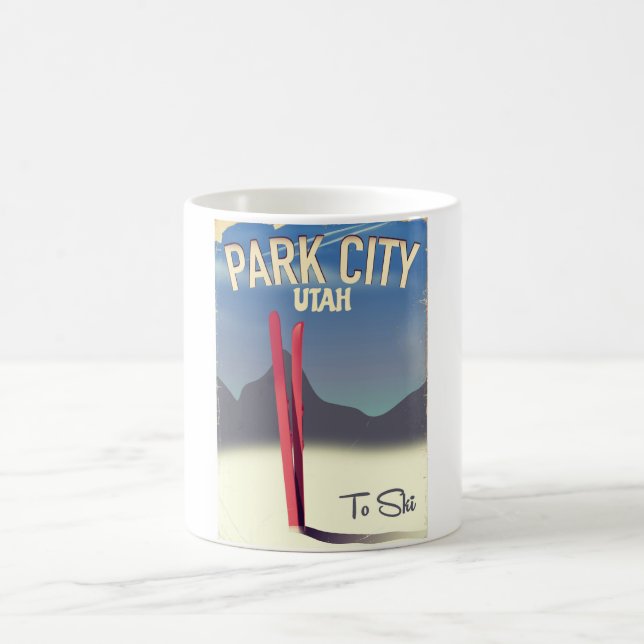 Utah Park City Skifahrplakat Kaffeetasse (Mittel)