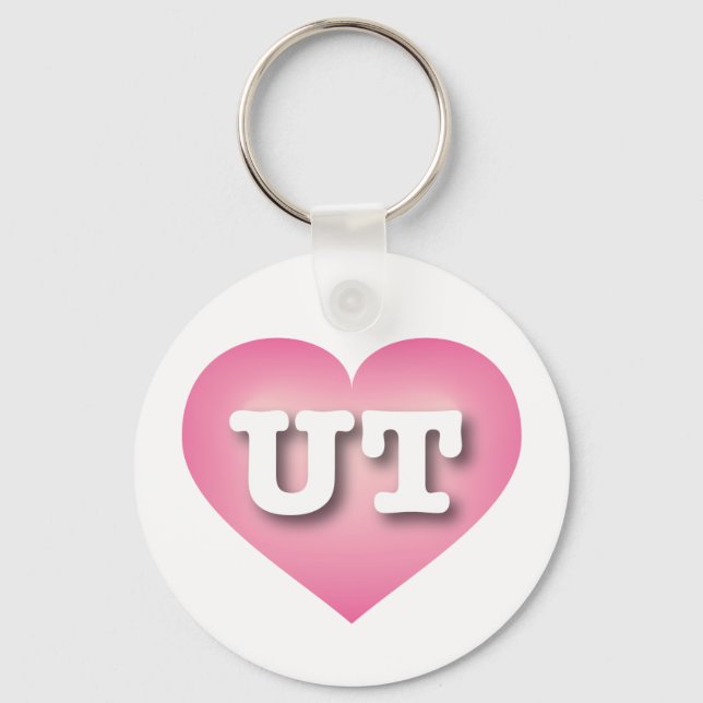 Utah Pink Fade Heart - I Liebe UT Schlüsselanhänger (Vorderseite)