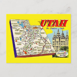 Utah Retro Map Postcard Postcard Postkarte