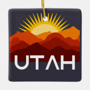 Utah Retro Vintage Wüsten-Sonnenuntergang Keramikornament
