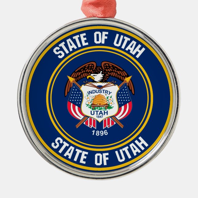 Utah Round Emblem Ornament Aus Metall (Vorne)