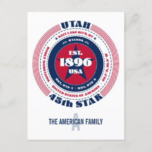 Utah, Salt Lake City, UT, Patriotic, Monogram Postkarte