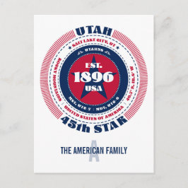 Utah, Salt Lake City, UT, Patriotic, Monogram Postkarte