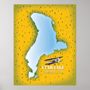 Utah See, Utah Valley Karte Reiseplakat. Poster