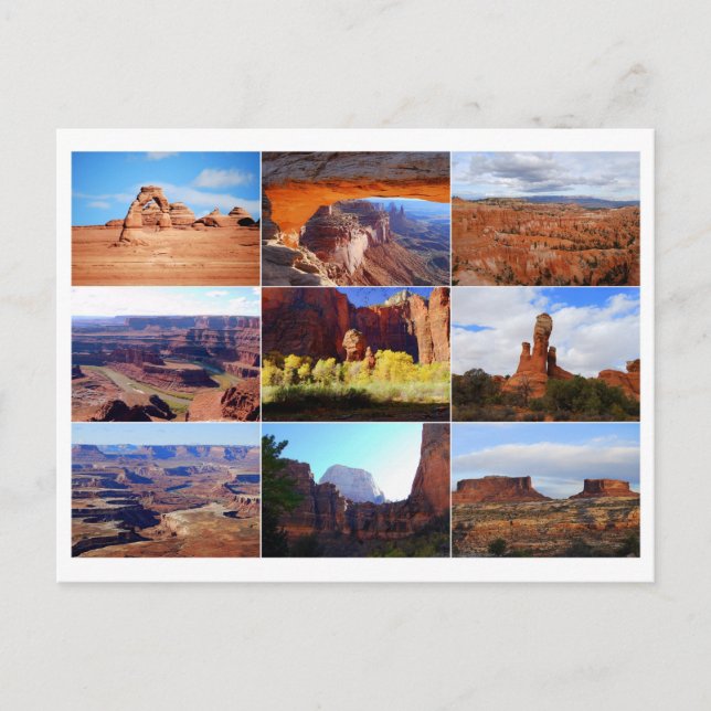Utah Sehenswürdigkeiten Collage Postcard Postkarte (Vorderseite)