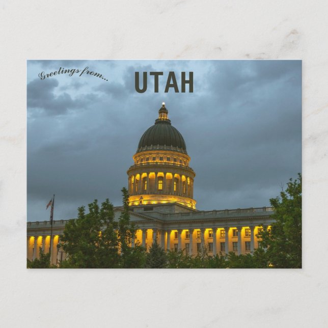 Utah Staat Hauptstadt am Night Salt Lake City Utah Postkarte (Vorderseite)