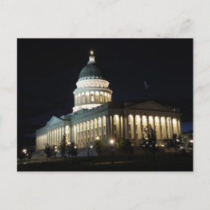 Utah Staat Hauptstadt at Night - Salt Lake City Postkarte
