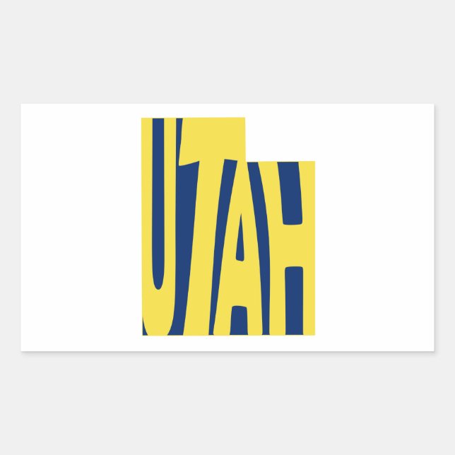 Utah Staat Name Word Art Yellow Rechteckiger Aufkleber (Vorderseite)