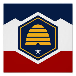 Utah Staat neue Flagge Symbol USA Amerika Poster