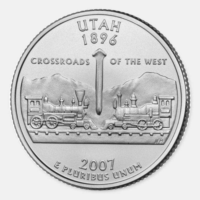 Utah Staat Quarter Runder Aufkleber (Vorderseite)