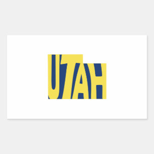Utah-Staats-Namen-Wort-Kunst-Gelb Rechteckiger Aufkleber