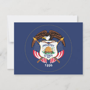 Utah Staatsflagge Moderne Bienenstock-Star Land Zi Postkarte