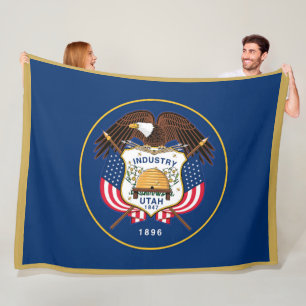Utah State Flag Print Patriotc Fleecedecke
