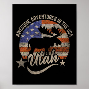 Utah USA Flagge Salt Lake City Wandern Camping Ang Poster