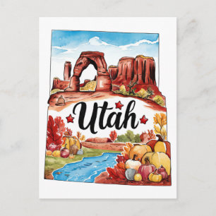 Utah USA Staatsform Vintage-Wasserfarbe Postkarte