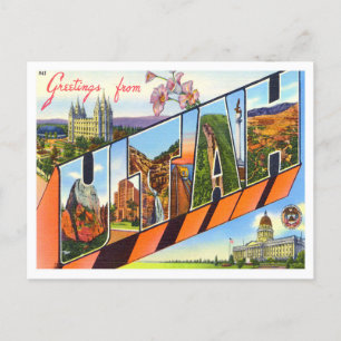 Utah Vintag Big Letters Postcard Postkarte