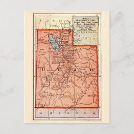 Utah Vintage Map Postcard  Postkarte