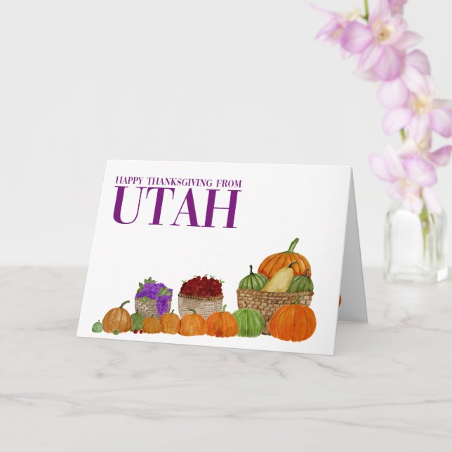 Utah Watercolor Pumpkins Erntedank Card Karte (Orchidee)