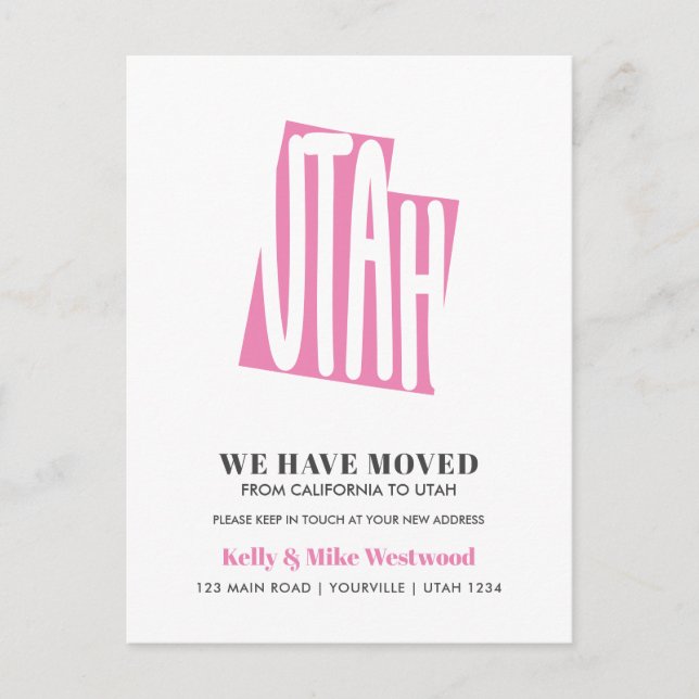 UTAH Wir haben neue Adresse Neue Zuhause Postkarte (Vorderseite)