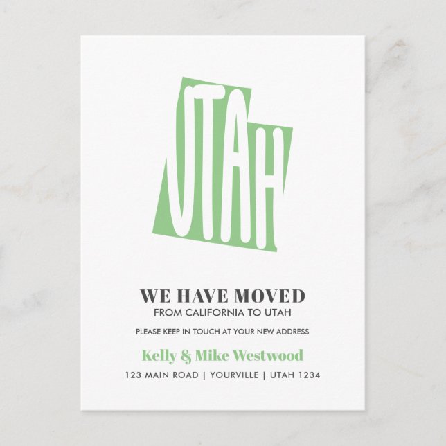 UTAH Wir haben neue Adresse Neue Zuhause Postkarte (Vorderseite)