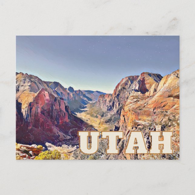 Utah Zion Naturerlebnis Wandern neben dem Wasser Postkarte (Vorderseite)