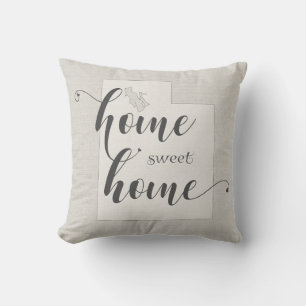 Utah - Zuhause Sweet Zuhause burlap look Kissen