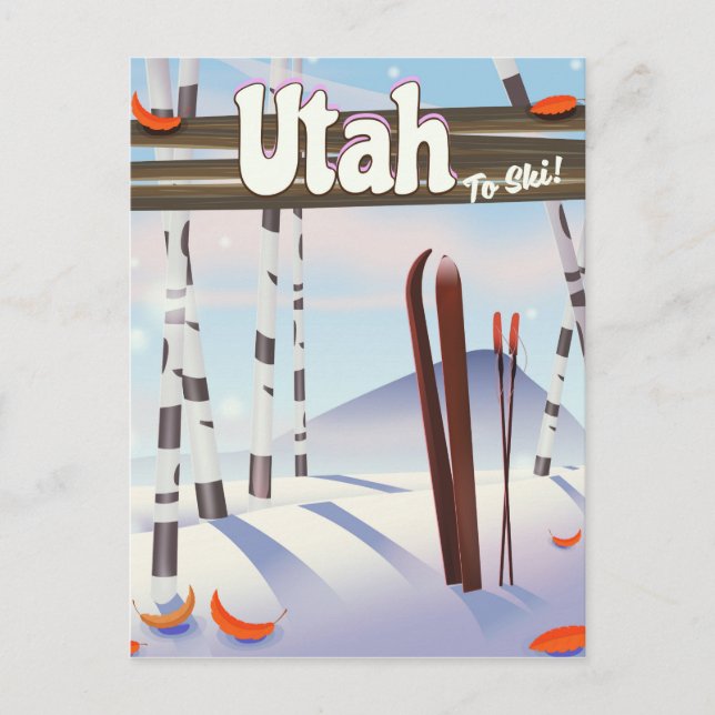 Utah zum Skifahren! Postkarte (Vorderseite)
