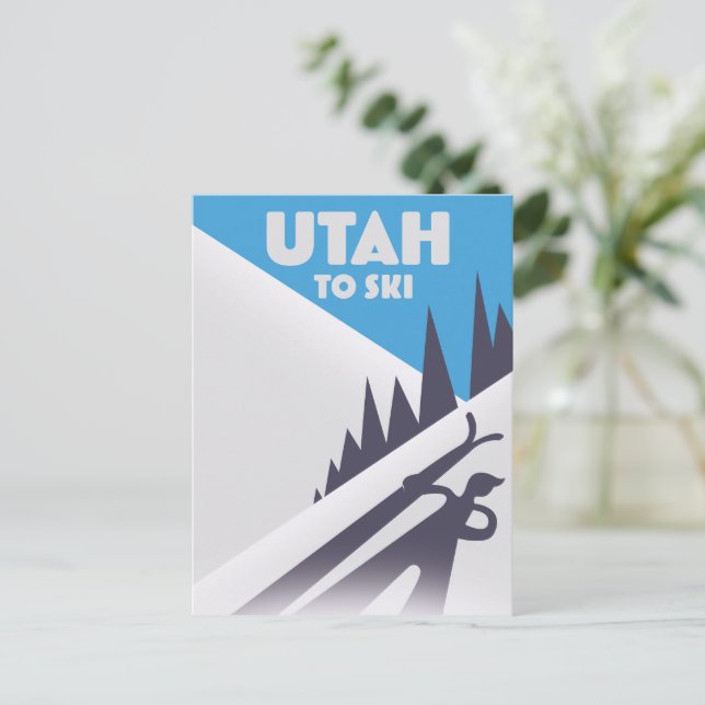 Utah zum Skifahren Postkarte (Stehend Vorderseite)