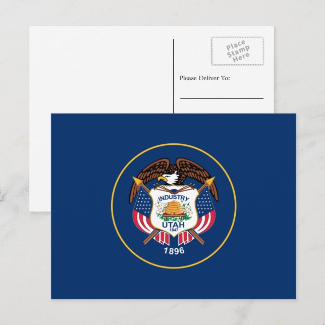 Utahn Flag, Flagge von Utah Postkarte (Vorne/Hinten)