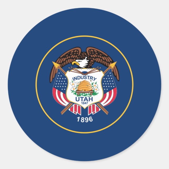 Utahn Flag, Flagge von Utah Runder Aufkleber (Vorderseite)