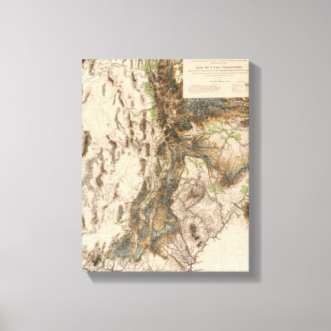 UtahPanorama KarteUtah Leinwanddruck (Vorderseite)